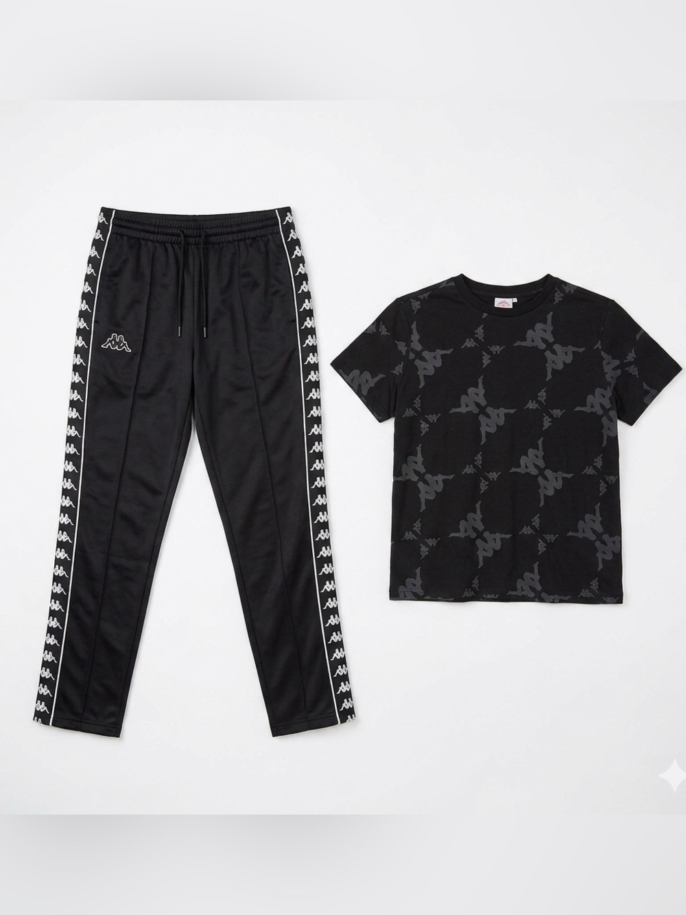 Kappa Kids 2 Piece Tracksuit Set-Black Banda Logo Tee & Joggers